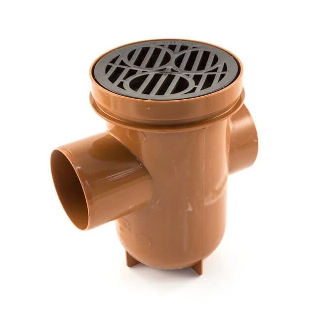 Back Inlet Bottle Gully With Black Round Grid - 110mm 4 Back Inlet Bottle Gully With Black Round Grid - 110mm - Image 2