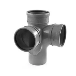Soil & Vent Corner Branch Triple Socket Grey - 110mm -Plumbing Supply Store 110 mm x 91 1 2 corner branch solvent compression triple min 12998 P 1