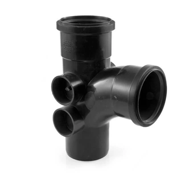 Soil & Vent Single Branch 4 Boss Equal 110mm Black 4 Soil & Vent Single Branch 4 Boss Equal 110mm Black - Image 2