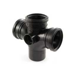 Soil Drain Double Branch - 110mm X 92.1/2° Black