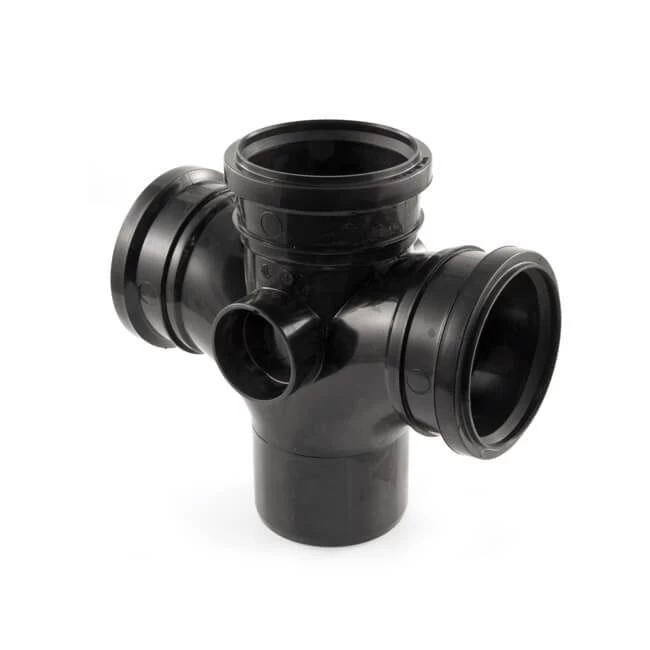 Soil Drain Double Branch - 110mm X 92.1/2° Black 3 Soil Drain Double Branch - 110mm X 92.1/2° Black