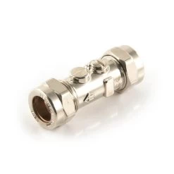 Single Check Isolating Valve - 15mm Str Nickel Plated