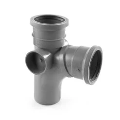 Soil Pipe Drainage Branch Tee - 82mm X 92.1/2° Grey -Plumbing Supply Store 82 mm x 92 12 single branch 2 boss equal grey polypipe so min 12978 P 1