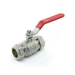Ball Valve - 28mm Compression Red Lever Handle