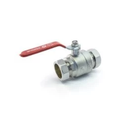 Ball Valve - 35mm Compression - Red Lever Handle