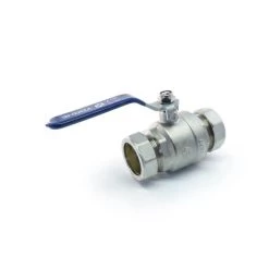 Ball Valve - 42mm Compression Blue Lever Handle