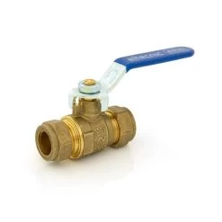 Ball Valve - DZR 22mm Compression Blue Lever Handle