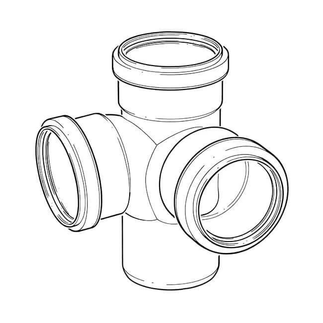 Corner Branch Ring Seal Triple Socket Grey - 110mm 4 Corner Branch Ring Seal Triple Socket Grey - 110mm - Image 2