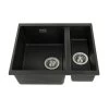Granite Inset Or Undermount One And Half Bowl Sink - Black