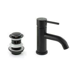 Matt Black Mono Basin Mixer & Clicker Waste