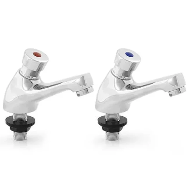 Self Closing Non-Concussive Push Basin Tap - 1/2", Pair 3 Self Closing Non-Concussive Push Basin Tap - 1/2", Pair