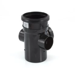 Soil & Vent Single Socket Access Pipe - 2 Boss Black