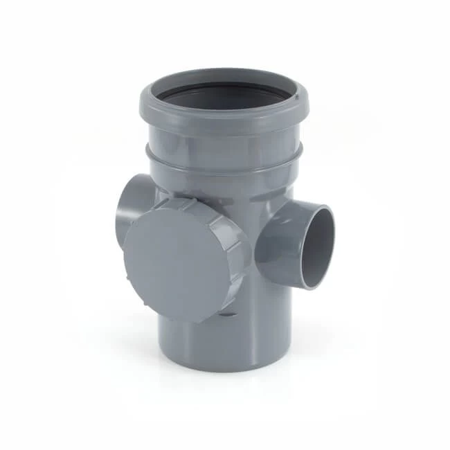 Soil & Vent Single Socket Access Pipe - 2 Boss Grey 5 Soil & Vent Single Socket Access Pipe - 2 Boss Grey - Image 3