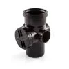 Soil & Vent Single Socket Access Pipe - 3 Boss Black -Plumbing Supply Store single socket access pipe 3 boss floplast soil vent black min 16150 P 1